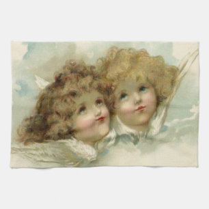 Vintage Religion, Victorian Angels in the Clouds Tea Towel