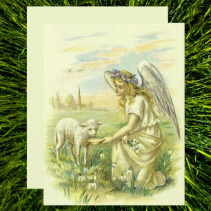 Vintage Religion, Victorian Easter Angel with Lamb Invitation