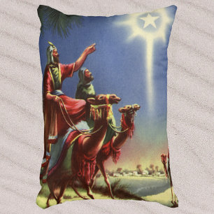 Vintage Religion, Wise Men with Star of Bethlehem Decorative Cushion
