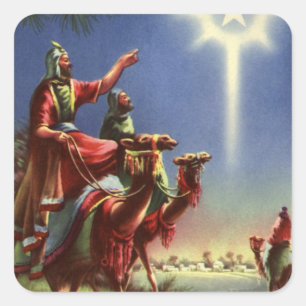 Vintage Religion, Wise Men with Star of Bethlehem Square Sticker