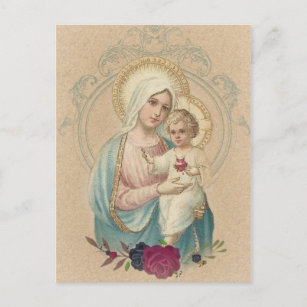 Vintage Religious Blessed Virgin Mary Baby Jesus Postcard