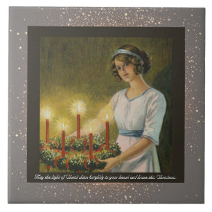 Vintage Religious Christmas Ceramic Tile + wishes