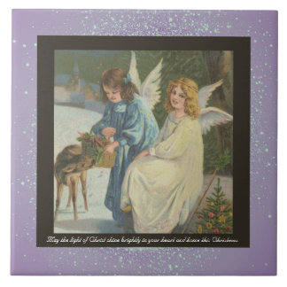 Vintage Religious Christmas Ceramic Tile + wishes