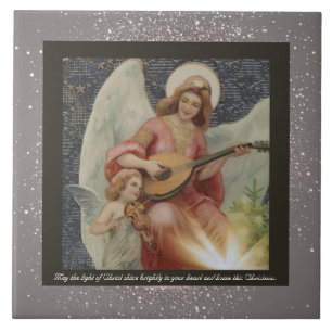 Vintage Religious Christmas Ceramic Tile + wishes