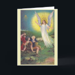 Vintage Religious Christmas Greeting Card<br><div class="desc">Retro / Vintage Christmas greeting card.  Angel bringing message of joy to shepherds!  A Merry Christmas!</div>