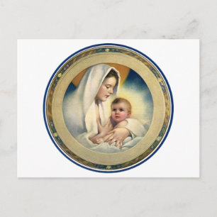 Vintage Religious Christmas, Madonna and Child Holiday Postcard