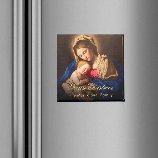 Vintage Religious Christmas Madonna & Child Magnet (Christmas refrigerator magnet with Madonna and Child for Catholics & Christians. Makes a nice gift.)