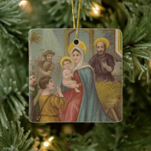 Vintage Religious Christmas Ornament with wishes