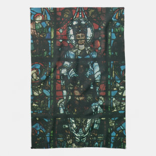 Vintage Religious Church Stained Glass Window Tea Towel