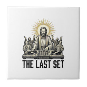 Vintage Religious DJ The Last Set Shirt Design_1 Ceramic Tile