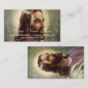Vintage Religious, Jesus Christ Portrait with Halo Business Card