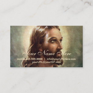 Vintage Religious, Jesus Christ Portrait with Halo Business Card