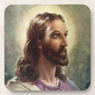 Vintage Religious, Jesus Christ Portrait with Halo Coaster