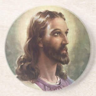 Vintage Religious, Jesus Christ Portrait with Halo Coaster