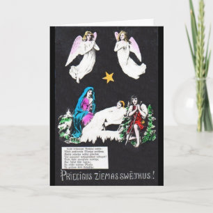 Vintage Religious Latvian Christmas Greeting Card