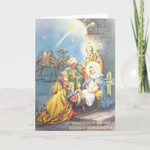 Vintage Religious Polish Christmas Card