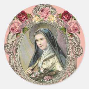 Vintage Religious St. Therese Carmelite Nun Classic Round Sticker