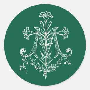 Vintage Religious Virgin Mary Marian Cross Classic Round Sticker