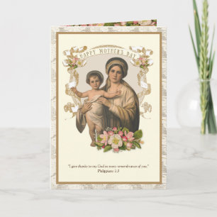 Vintage Religious Virgin Mary Mothers Day Holiday  Card