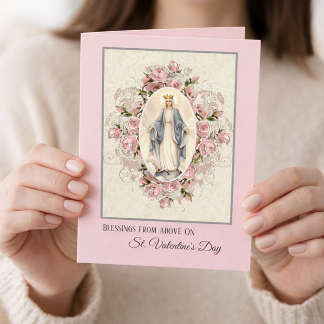 Vintage Religious Virgin Mary Valentines Day Card (Creator Uploaded)
