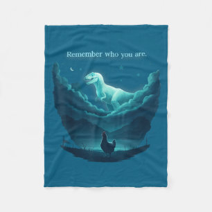 Vintage Remember Who You Are Dinosaur Chicken Fleece Blanket