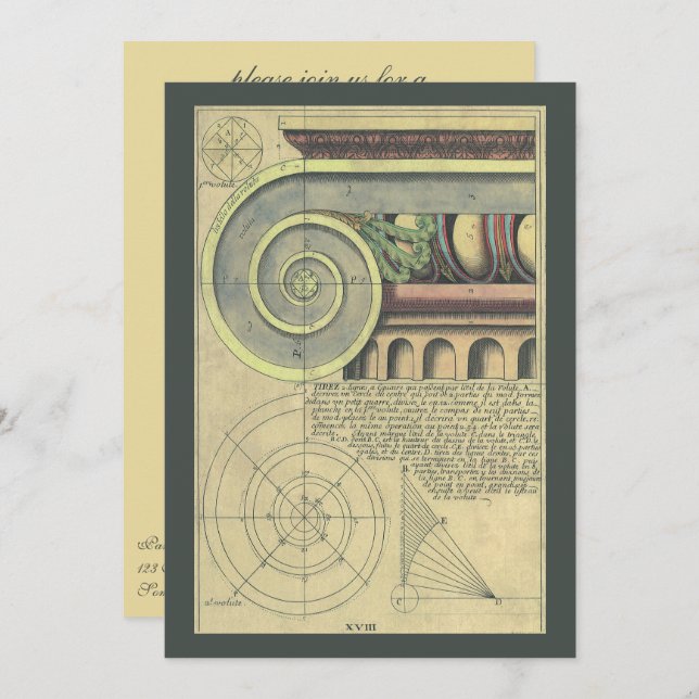 Vintage Renaissance Architecture; Retirement Party Invitation (Front/Back)