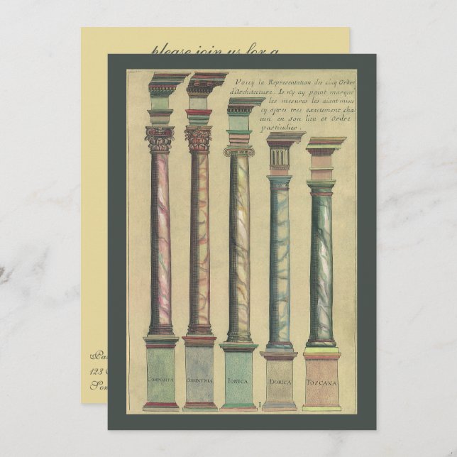 Vintage Renaissance Architecture; Retirement Party Invitation (Front/Back)