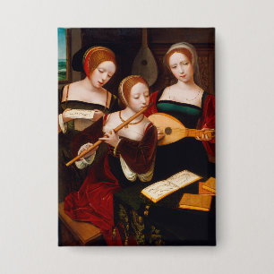 Vintage Renaissance Art Three Female Musicians