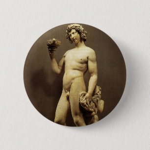 Vintage Renaissance Statue Bacchus by Michelangelo 6 Cm Round Badge