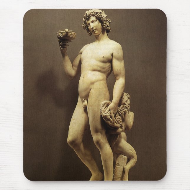 Vintage Renaissance Statue Bacchus by Michelangelo Mouse Pad (Front)