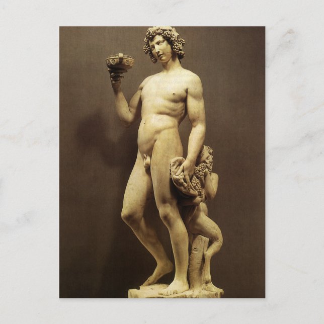 Vintage Renaissance Statue Bacchus by Michelangelo Postcard (Front)