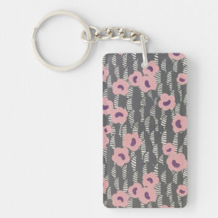 Vintage René Crevel French Art Deco Pink Floral Key Ring