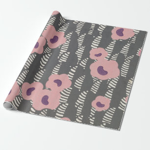 Vintage René Crevel French Art Deco Pink Floral Wrapping Paper