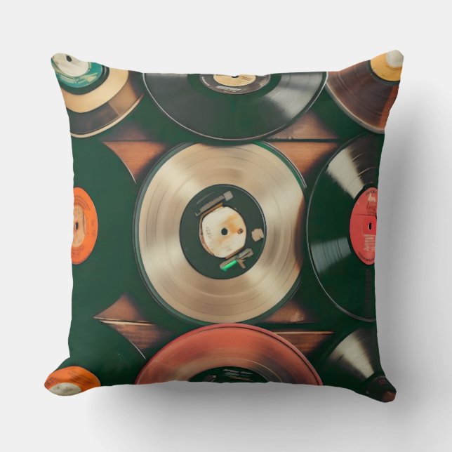 Vintage Reords Music  Cushion (Front)