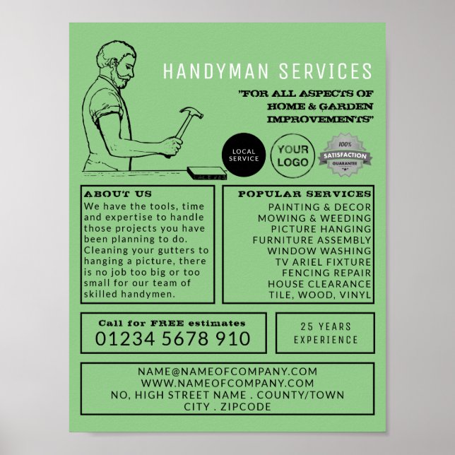 Vintage Repairman, Handyman Advertising Poster (Front)