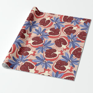 vintage repeating texture with stylized pomegranat wrapping paper