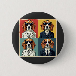 Vintage Rerto Beagle Dog 70s Style Sunglasses 6 Cm Round Badge