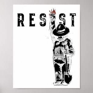 Vintage Resist Bear Graphic Distressed Retro Style Poster