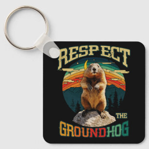 Vintage Respect the Groundhog Funny Woodchuck Grou Key Ring