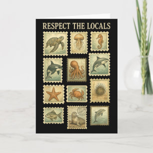 Vintage Respect The Local Stamp Ocean Animal Wildl Card