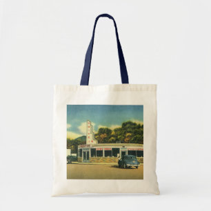 Vintage Restaurant, 50s Drive In Diner and Cars Tote Bag