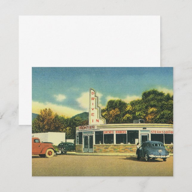 Vintage Restaurant, 50s Drive In Diner Invitation (Front/Back)