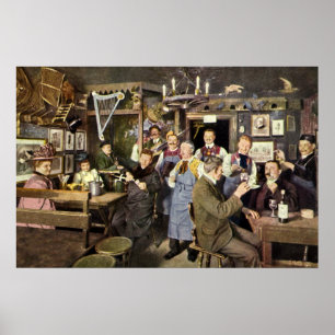 Vintage Restaurant Bar People Celebrating Party Poster