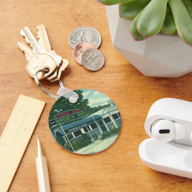 Vintage Restaurant, Retro Rhinebeck Roadside Diner Key Ring (Desk)