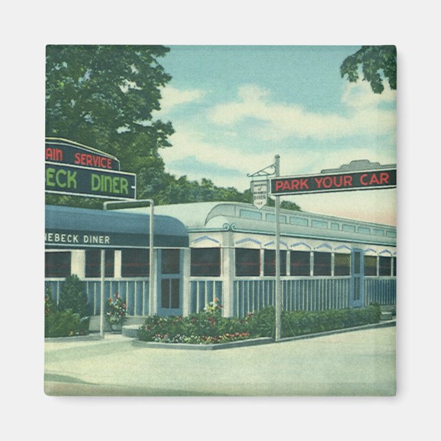 Vintage Restaurant, Retro Rhinebeck Roadside Diner Magnet (Front)