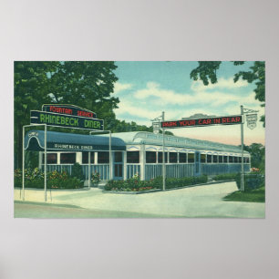 Vintage Restaurant, Retro Rhinebeck Roadside Diner Poster
