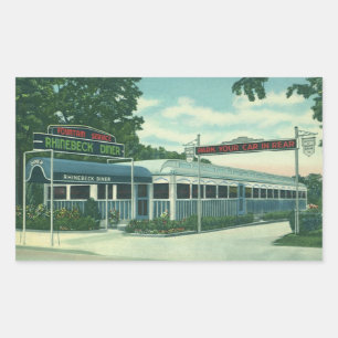 Vintage Restaurant, Retro Rhinebeck Roadside Diner Rectangular Sticker