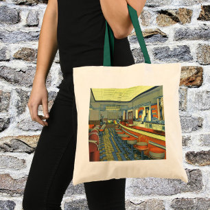 Vintage Restaurant, Retro Roadside Diner Interior Tote Bag