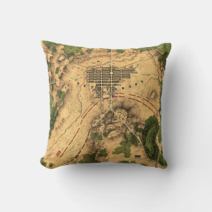 Vintage Restored Map of Battle of Gettysburg, 1863 Cushion