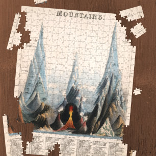 Vintage Restored Mountain Height Infographic, 1850 Jigsaw Puzzle